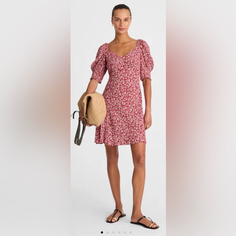 Madewell Pink Floral Puff Sleeve Mini Dress